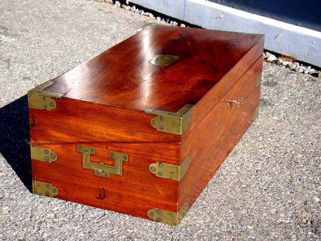 An historic DeWolfe family of Bristol, RI., brass bound mahogany lap desk circa 1840 — image 2